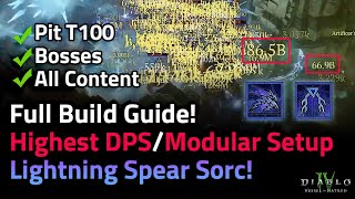 Highest DPS Lightning Spear Sorc Build Guide | Pit 100| 85B+ Crit | Diablo 4 Vessel of Hatred S6