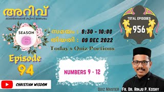 അറിവ് Online Quiz Competition Season 6 ...Episode ....94/956....by Fr Dr Rinju P Koshy, adoor