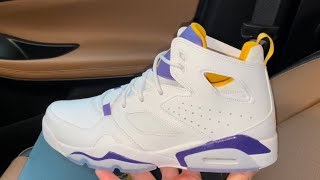 Air Jordan Flight Club 91 White University Gold Lakers shoes