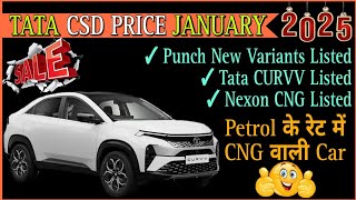 Tata Car New CSD Price List January 2025 | Tata CURVV CSD Price 2025 | Nexon CNG CSD Price| CSD Cars