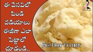 బియ్యం పిండి వడియాలు తయారీ | Rice Flour Papad Recipe In Telugu | Rice Flour Vadiyalu | Rice Vadiyalu