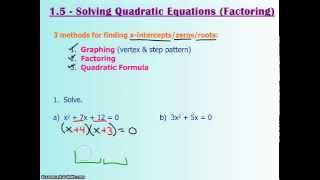 1.5 - Solving Quadratic Equations (Factoring)