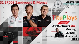 F1 Manager 2023 | Mercedes | Making SCHUMI great again | S1 EP008 Zandvoort \u0026 Monza