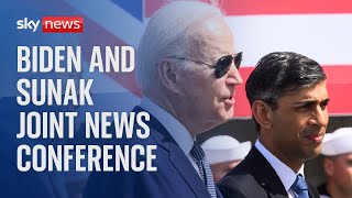 US President Joe Biden holds joint news conference with UK Prime Minister Rishi Sunak