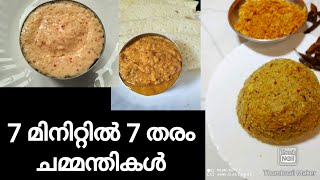 7 മിനിറ്റിൽ 7 വ്യത്യസ്തചമ്മന്തികൾ| ദോശ,  ഇഡലി, അപ്പം,ചോറ്ഇതിന്റെ കൂടെ കഴിക്കാൻ|CHUTNI|EriPoriVaraval