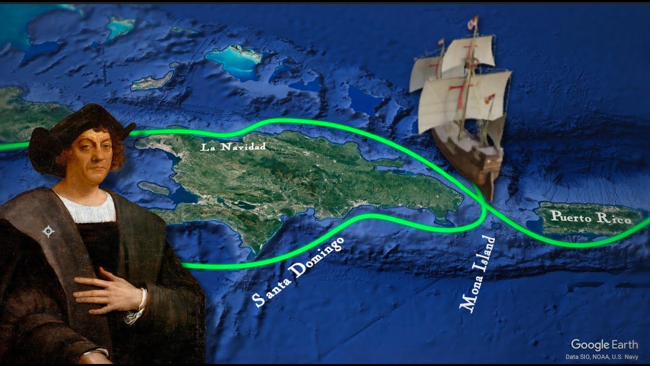 Christopher Columbus' Second Voyage (1493) On Google Earth - YouTube