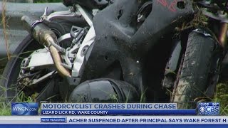 Wake County high-speed police pursuit ends when motorcyclist crashes on US-64