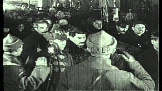 Lenin's coffin enroute to Moscow and lying in State at Hall of Columns.Stalin and...HD Stock Footage