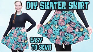 How to Make a Skater Skirt Without a Pattern or Zipper | Easy Sewing Projects for Beginners