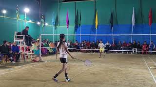 U13 Girls' Single Semi Final won by Th. Arti vs Ng. Chanchan, Open Badminton Tournament, Sribar