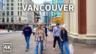 【4K】Downtown Vancouver Walk -  Cordova Street | BC Canada (Binaural City Sounds)