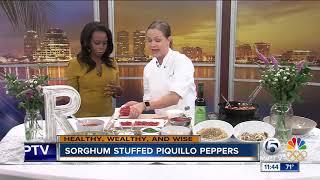 Chef Lindsay Autry cooks sorghum stuffed piquillo peppers