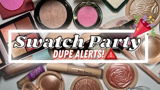 NEW HIGHLIGHTER + BLUSH SWATCH PARTY | CHARLOTTE TILBURY + NARS + RARE BEAUTY + J CAT + MORE!