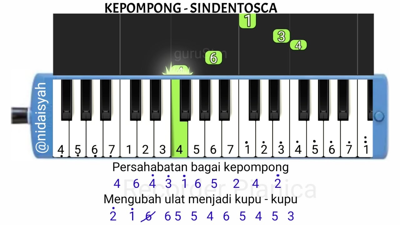 Not Angka Pianika Lagu Kepompong Sindentosca |Tutorial Mudah Main ...