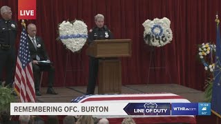 Officer Burton's stepmother, fellow officer speaks at funeral