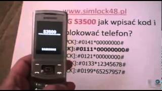 Simlock Samsung s3500 jak wpisać kod, Unlock Samsung s3500   YouTube