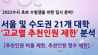 2022수시, 서울 및 수도권 ‘고교별 추천인원 제한’ 21개교 대학 분석