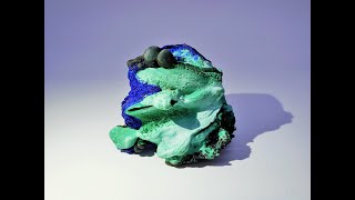 Goethite Coated Malachite on Chrysocolla with Azurite from Liufengshan Mine, China