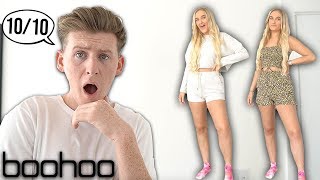 BOYFRIEND RATES MY BOOHOO OUTFITS!!