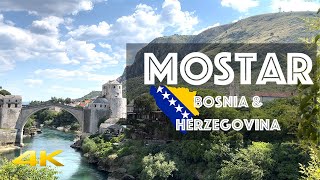 Mostar Walking Tour - Bosnia \u0026 Herzegovina 🇧🇦 [4k 60fps] with Captions | Bridge, Bazaar, Streets