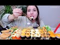 МУКБАНГ жизнь с абьюзером 10 000 ККАЛ ЗАПЕЧЕННЫЙ СЕТ РОЛЛОВ и мидии mukbang sushi asmr