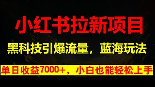 蓝海项目！黑科技引爆全网流量小红书拉新，单日暴力收益7000+，小白也能轻松上手