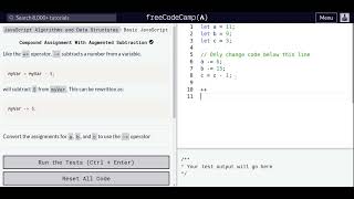 Lesson 22 | Basic JavaScript | Compound Assignment With Augmented Subtraction