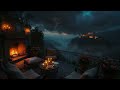 No Ads ⛈ Rain & Gentle Thunder at a Mystical Castle | Cozy Fireplace Ambience for Sleep &Deep Sleep