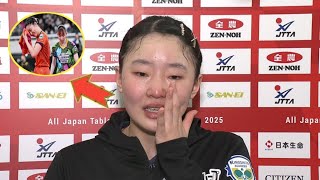 張本美和、インタビューで涙止まらず約20秒の沈黙...2年連続で早田ひなに決勝で完敗「去年とは違った気持ち」