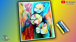 Oil Pastel Drawing For Beginners | Easy Oil Pastel Painting Of Beautiful Flowers | Step By Step