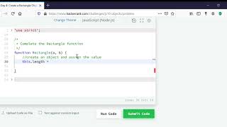 Day 4 Create a Rectangle Object HackerRank JavaScript