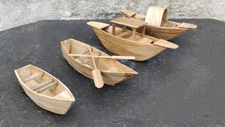 how to make miniature boats | mini boat | wooden miniature boat | diy boat | bamboo boat