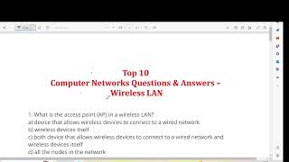 Wireless LAN - Computer Networks Questions & Answers MCQ