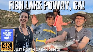 Best Place for Kids to Fish in California! Lake Poway Trout Fishing