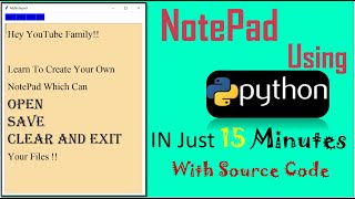 How to Create NotePad Using Python | Hindi | Binary Dcoder