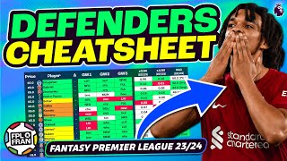 FPL 23/24 DEFENDERS CHEATSHEET! | Fantasy Premier League Tips