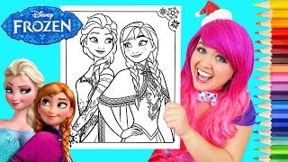 Coloring Frozen Elsa & Anna Coloring Book Page Prismacolor Colored Pencils | KiMMi THE CLOWN