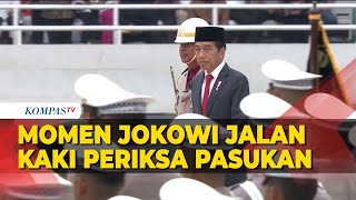 Tak Biasa! Jokowi Jalan Kaki Periksa Pasukan Upacara HUT Ke-77 Bhayangkara