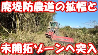 猪が破壊する廃堤防農道。完全開拓に一歩前進。#開拓