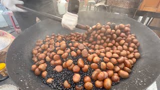 即將失傳的傳統技法，超香甜、超對味的手炒糖炒栗子chestnut roasted with sugar／台灣街頭美食Taiwanese Street Food