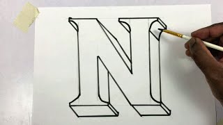 Draw letter N in 3D for assignment and project work | Alphabet N drawing | 3D letter tutorial