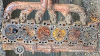 Repairing Of Old Rusted 6 Cylinder Head | Dead CylinderHead Restoration Process By Experts