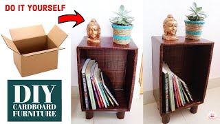 How to turn a Amazon Box into a Bed Side Table|DIY Cardboard furniture|DIY Cardboard box Table