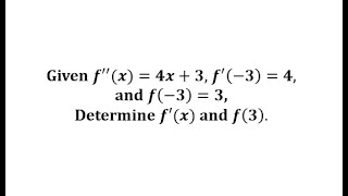 Antiderivatives:  Find a Function Given the Second Derivative (Linear)