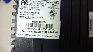 Zoom 5615B Series 1064 ADSL 2/2+ Ethernet Bridge Modem