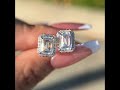 sparkle halo emerald cut women s stud earrings in sterling silver