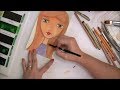 Peerless Watercolors Mixed Media Girl Portrait - Simple Face Part 2 - Mixed Media Art Journal