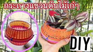 กระถางแขวนต้นไม้แบบเก๋ๆ จากตะกร้าขนมจีน DIY ทำเองง่ายๆ | iAmp Diary