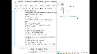 3.5 - Interpolation using Newton's Method - Quadratic Equation (n=2) Case Example w/ Graph & Python