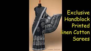 Exclusive Handblock Printed linen Cotton Sarees  Wholesale || latest Design Of handlock Saree 2020